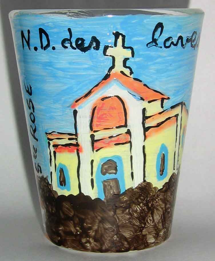 artisanat de la r&eacute;union, peinture sur verre, sainte rose